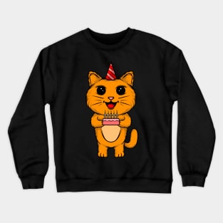 Purr-fect Party: Cat Celebrating a Birthday - Festive Tee for Cat Lovers Crewneck Sweatshirt